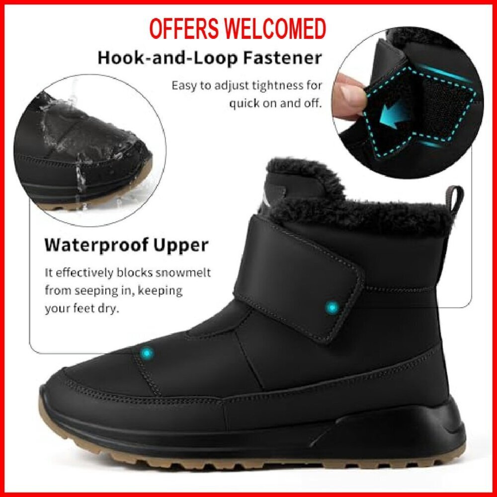 Waterproof Snow Boots with Fur Lining Slip-Resistant Winter Booties - Picture 3 of 7